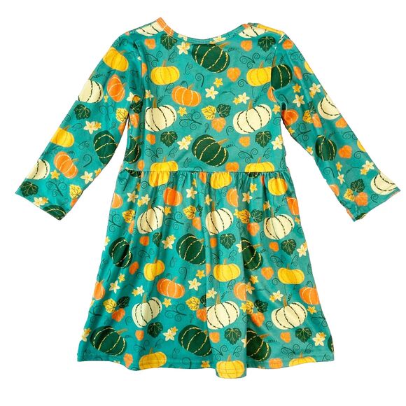 Unbranded Dress Girls Size 5 (XL) Green Orange‎ Pumpkin Fall Autumn Thanksgiving - Picture 2 of 3